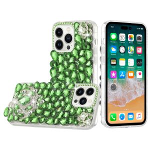 For iP15 Pro Max Jewel Full Diamond Bling Case Cover - Green