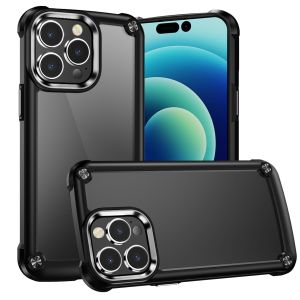 For iPhone SE 3 (2022) SE/8/7 Ultimate CaseX Transparent Hybrid Case with Metal Buttons And Camera Edges - Black