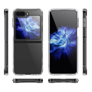 For Samsung Galaxy Z Flip 5 PURE CRYSTAL Transparent Thick 2.0mm ShockProof Chromed Buttons Case Cover - Clear