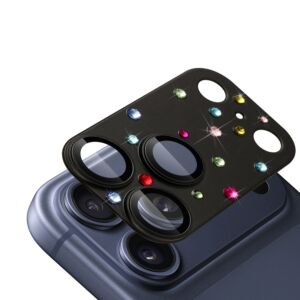 For iPhone 17 Pro Diamond Camera Metal Tempered Glass - Black