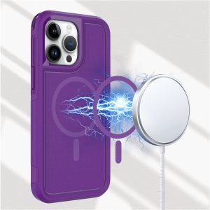 For iPhone 14 PRO MAX 6.7" Tough Hybrid Case Cover - Dark Purple