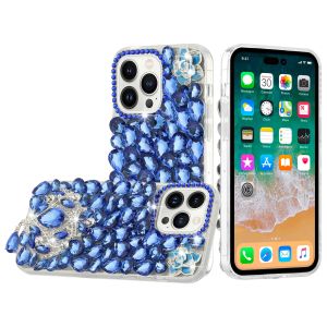 For iP15 Pro Max Jewel Full Diamond Bling Case Cover - Blue