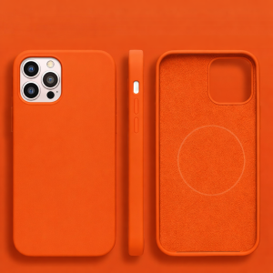 For iPhone 17 Pro Max Silicone With [Magnetic Circle] Case - Orange