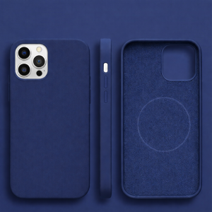 For iPhone 17 Pro Max Silicone With [Magnetic Circle] Case - Midnight / Dark Blue