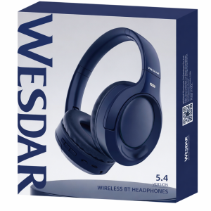 WESDAR Brand Wireless Sport Headphones With Pu Leather Earmuff(ENC) - Blue