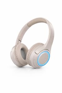 Wireless BT HeadPhone With LED Accents - Cream
