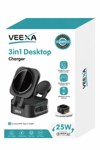 Veexa 25W 3In1 Desktop Wireless Charger With Tc Cable