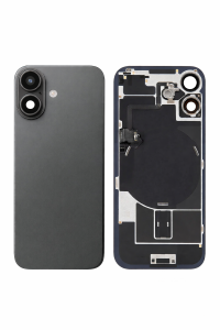 Back Glass With Steel Plate With Wireless NFC Charging MagSafe Magnet & Flashlight Flex Compatible For iPhone 17 (Black)