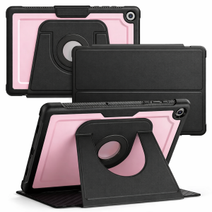 Adjustable Rotating Kickstand Shockproof Anti-Fall Protective Tablet Cover Case for IPad 10.2 (7/8/9) - Pink