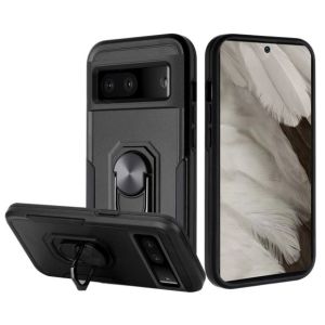 For Samsung A53 5G Tough Strong Dual Layer Flat Magnetic Ring Stand Case Cover - Black