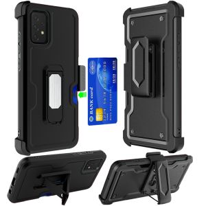 For Samsung A23 5G CARD Holster with Kickstand Clip Hybrid Case Cover - Black