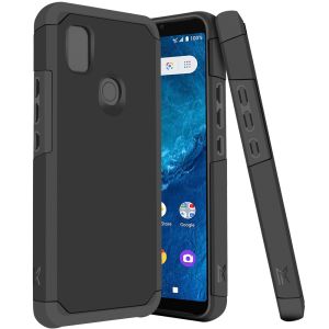 For Cricket Icon 4 Tough Strong Hybrid (Magnet Mount Friendly) Case Cover - Black