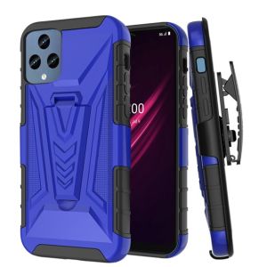 For Celero 5G 2023 6.5" Compatible, Revvl 6 5G V 3in1 Combo Kickstand Holster Cover Case - Dark Blue