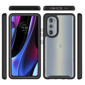 For Motorola Edge Plus 2022 Strong Bumper Shockproof Transparent Case Cover - Clear/Black