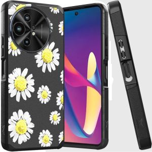 For TCL 50 XL 5G Tough Strong MetKase Hybrid (Magnet Mount Friendly) Case Cover - Chamomile Flowers