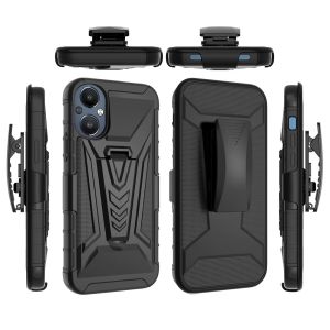 For OnePlus Nord N20 5G V 3in1 Combo Kickstand Holster Cover Case - Black