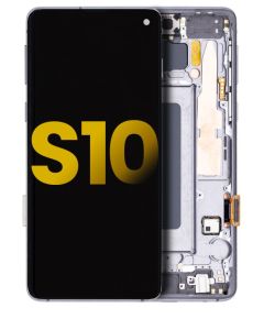 Refurbished OLED Assembly With Frame For Samsung S10 - Prism White