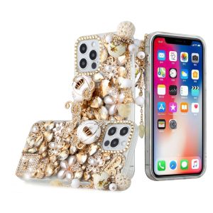 For iPhone 15 Pro Full Diamond with Ornaments Case Cover - Ultimate Multi Ornament Gold