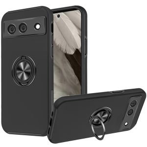For Google Pixel 7A 6.1" CHIEF Oil Painted Magnetic Ring Stand Hybrid Case Cover - Black
