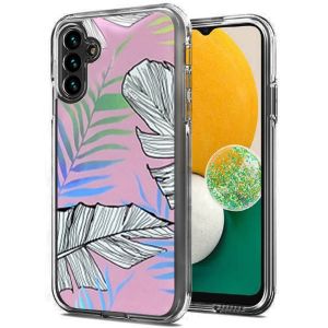 For Samsung Galaxy A13 5G Electroplated Design Hybrid Case Cover - Leaf