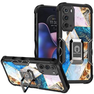For Motorola Moto Edge (2022) Stellar Hybrid IMD Design Ring Stand Cover Case - C