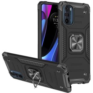 For Motorola Edge Plus 2022 Robust Magnetic Kickstand Hybrid Case Cover - Black