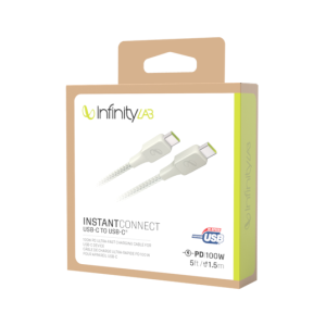 INSTANT CONNECT USB-C TO USB-C (100W PD ULTRA-FAST CHARGING CABLE FOR USB-C DEVICE)(WHITE)