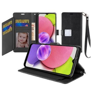 For Samsung A23 5G Wallet ID Card Holder Case Cover - Black