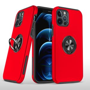 For iPhone 13/14 CHIEF Oil Painted Magnetic Ring Stand Hybrid Case Cover - Red