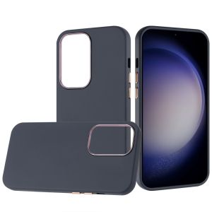 For Samsung Galaxy s24 Classy Slick Chromed Around Hybrid Case Cover - Dark Blue