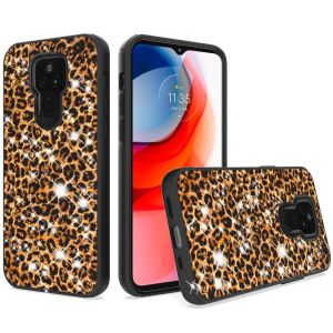 Motorola Moto G Play 2021 Glitter Printed Design Hybrid Cover - Cheetah