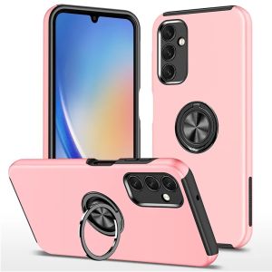 For Samsung A34 5G CHIEF Oil Painted Magnetic Ring Stand Hybrid Case Cover - Pink