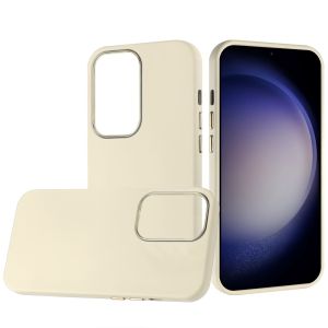 For Samsung Galaxy s24 Classy Slick Chromed Around Hybrid Case Cover - White