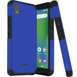 For Cricket Debut Smart Tough Strong Hybrid (Magnet Mount Friendly) Case Cover - Classic Blue