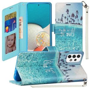 For Samsung A02s Vegan Design Wallet ID Card Case Cover - Live Life