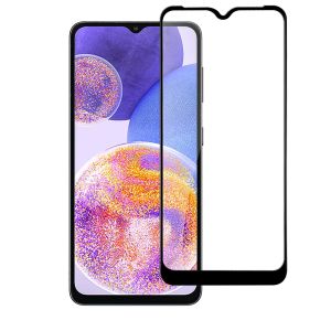 For Samsung A23 5G Bulk White Paper Card Package Black Edged Tempered Glass (Black)
