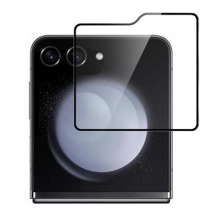 For Samsung Z Flip 6 Bulk White Paper Card Package Black Edged Tempered Glass (Outside Glass Screen Protector)