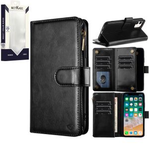 For MOTO G STYLUS 5G (2023) METKASE Luxury Wallet Card ID Zipper Money Holder in Slide-Out Package - Black