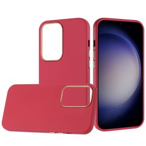 For Samsung Galaxy s24 Classy Slick Chromed Around Hybrid Case Cover - Burgundy