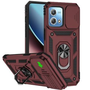 For Motorola G Stylus 5G (MultiCarrier 6.6" 16MP Camera) 2023 Well Protective Magentic Ring Stand Camera Protective Cover Case - Burgundy