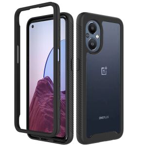 For OnePlus Nord N20 5G Clear Transparent Hybrid Case Cover - Clear PC + Black TPU