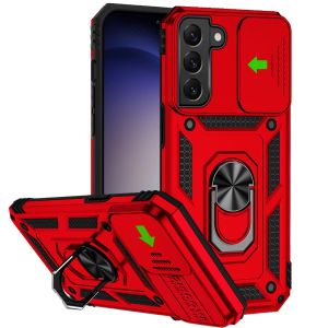 For Samsung s23 FE 5G Well Protective Magentic Ring Stand Camera Protective Cover Case - Red