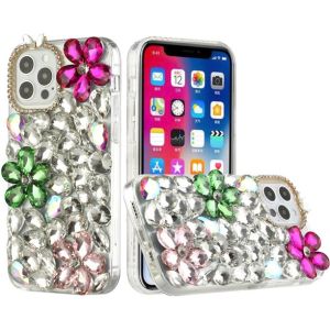 For iPhone 13 Mini 5.4 Full Diamond with Ornaments Hard TPU Case Cover - Hot Pink/Neon Green/Light Pink