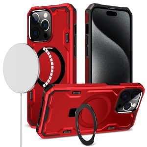 For iPhone 11 (XI6.1) Magnetic Ring Stand Simplistic Tough Hybrid Case Cover - Red