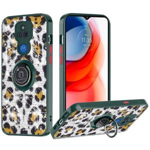 Motorola Moto G Play 2021 Crystal Diamond Bling Magnetic Ring Stand Case Cover - Animal J