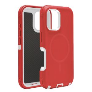 MagSafe Defender Case For iPhone 15 Pro Max - Red White