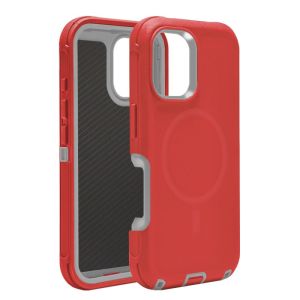 MagSafe Defender Case For iPhone 15 Pro Max - Red Gray