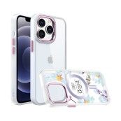 For iPhone XR Design Quotation [Magnetic Circle] Transparent Shockproof Hybrid - Floral A