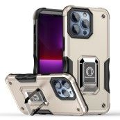 For iPhone 15 Pro Max / Ultra OPTIMUM Magnetic Ring Stand Hybrid Case Cover - Gold