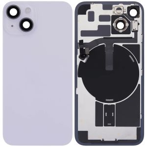 Back Glass With Steel Plate With Wireless NFC Charging MagSafe Magnet & Flashlight Flex Compatible For IPhone 14 - Purple